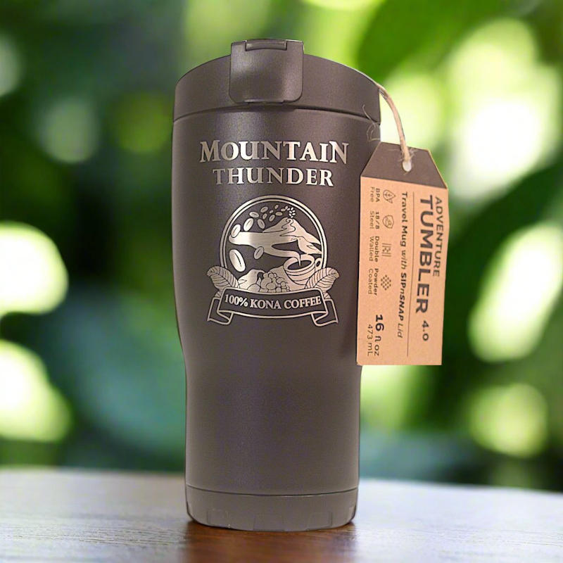 black insulated stainless steel adventure tumbler travel mug with sipnsnap lid