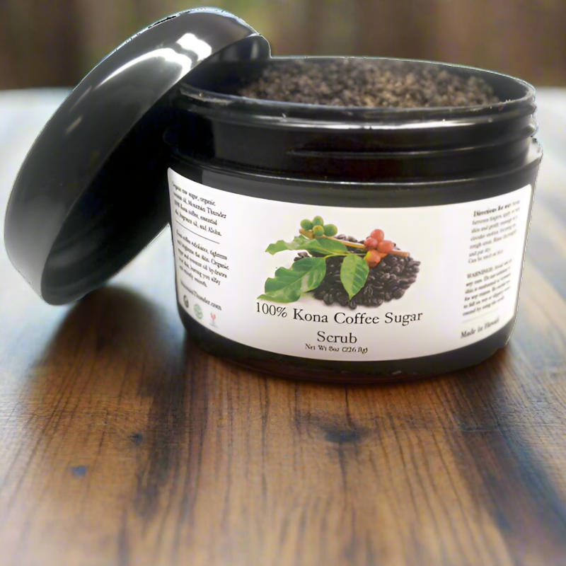 100% Kona Coffee Sugar Scrub 8oz jar