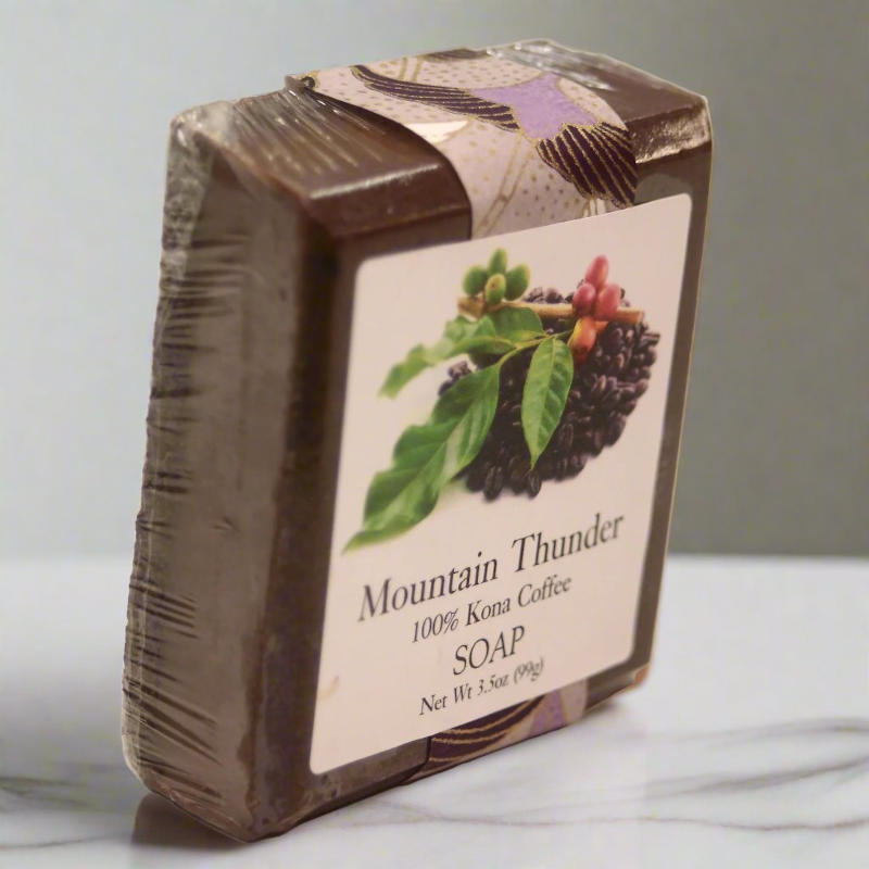 100% kona coffee soap 3.5oz diagonal side view