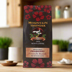100% Kona Peaberry French roast coffee 8oz bag from front