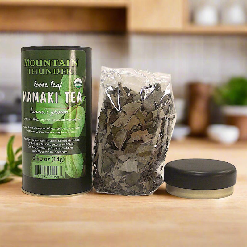 half ounce mamaki tea in resealable tin