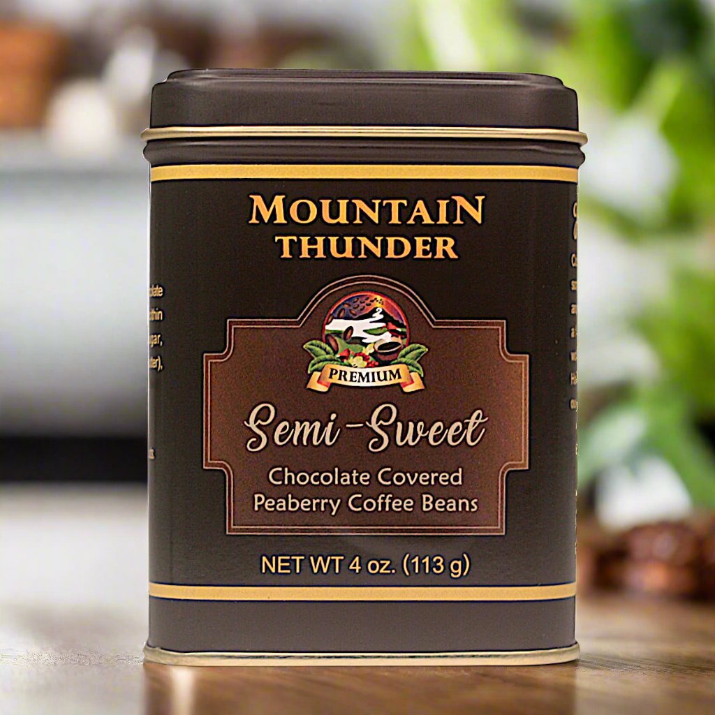 4oz tin of semi-sweet chocolate covered coffee beans