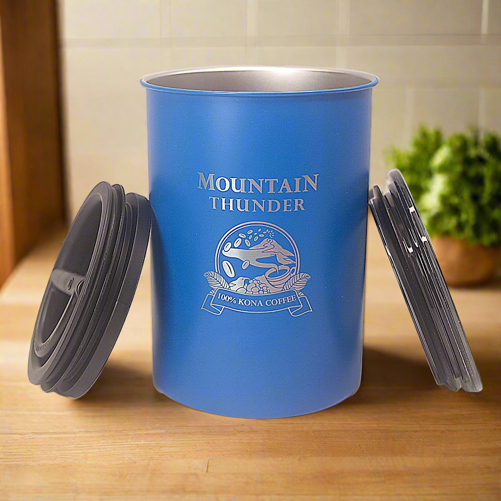 blue coffee storage container