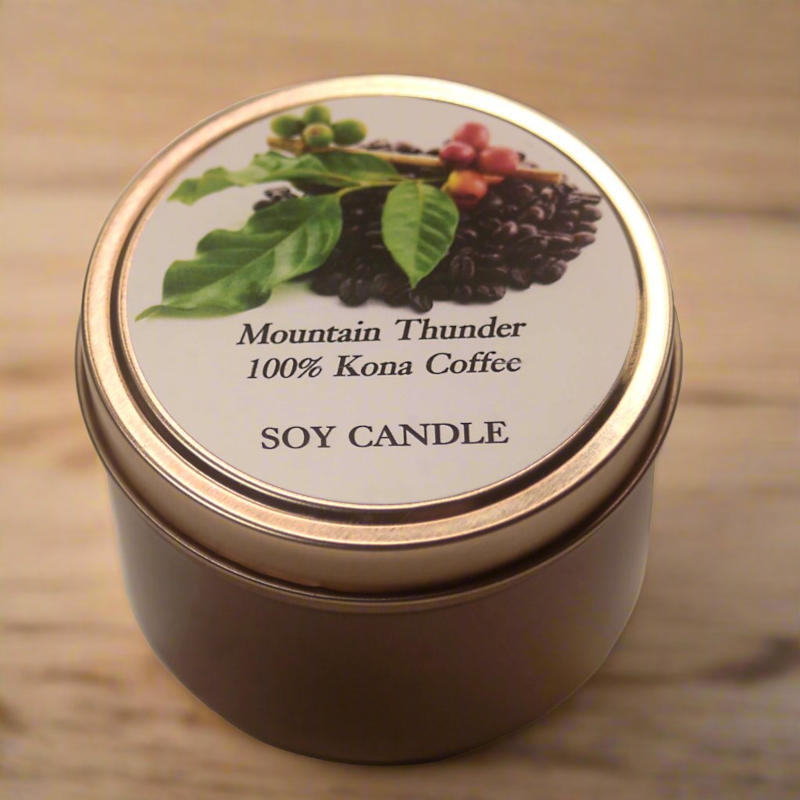 Kona Coffee Soy Candle – Mountain Thunder Coffee