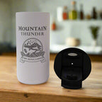 stainless steel logo minimalist mug with top off