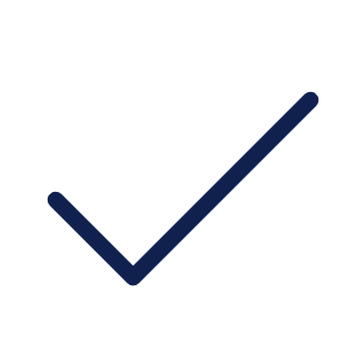 Navy blue check mark on a white background